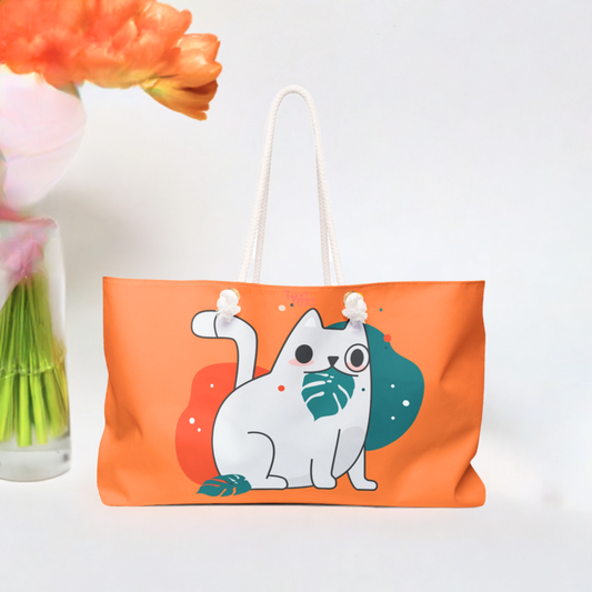 Cute Cat & Love Heart Weekender Bag - Perfect for Travel & Gifts